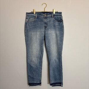 Old Navy Light Wash Boyfriend Mid Rise Jeans Raw Hem